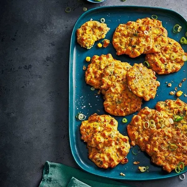 Vegetarian Nut-Free Air fryer corn fritters — South east asian recipe