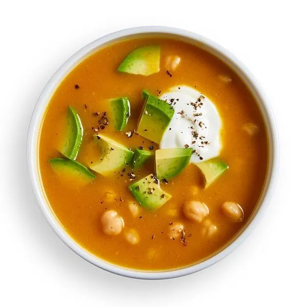 Vegetarian Gluten-Free Butternut Squash Soup with Avocado & Chickpeas — American recipe