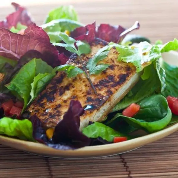 Vegan Vegetarian Grilled Tofu Salad With Miso Dressing — Asian recipe
