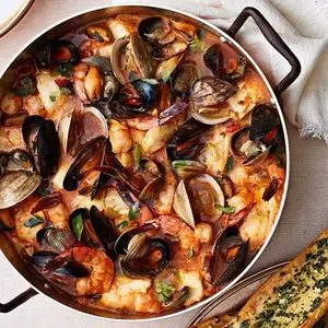 Nut-Free Egg-Free Saffron-and-Orange-Scented Seafood Stew — American recipe