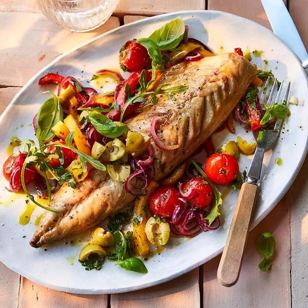 Gluten-Free Dairy-Free Grilled mackerel with Mediterranean vegetables — Mediterranean recipe