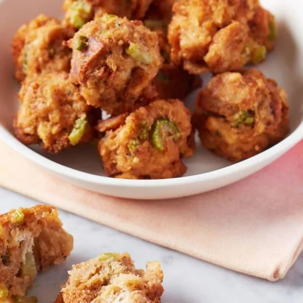 Vegetarian Dairy-Free Air Fryer Stuffing Hushpuppies — American recipe