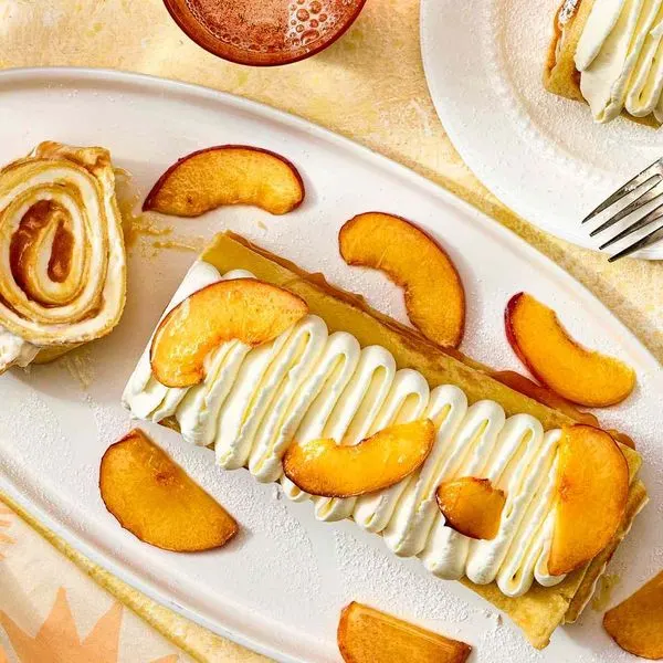 Vegetarian Nut-Free This Easy Peaches and Cream Dessert Is Summer in a Slice — American recipe