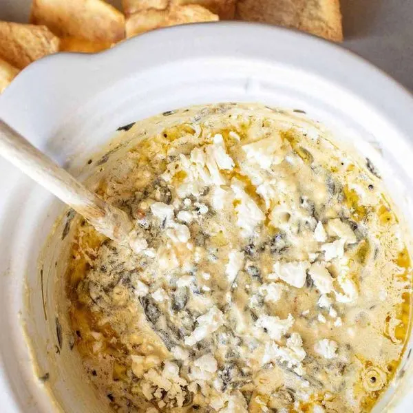 Vegetarian Nut-Free Slow Cooker Spinach Feta Dip — Greek recipe