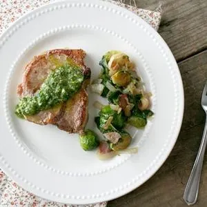 Gluten-Free Dairy-Free Pork Chops with Chimichurri and Brussels Sprouts — South american recipe