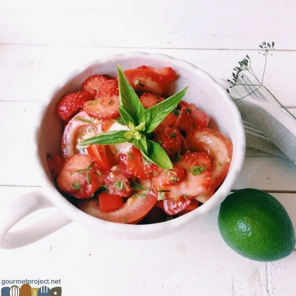 Vegan Vegetarian Strawberry & 2 Tomato Red Red Salad — American recipe