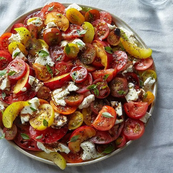 Vegetarian Gluten-Free Tomato, Nectarine & Mozzarella Salad — Italian recipe