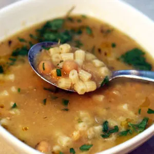 Dairy-Free Nut-Free Dinner Tonight: Chickpea and Pasta Soup Recipe — American recipe