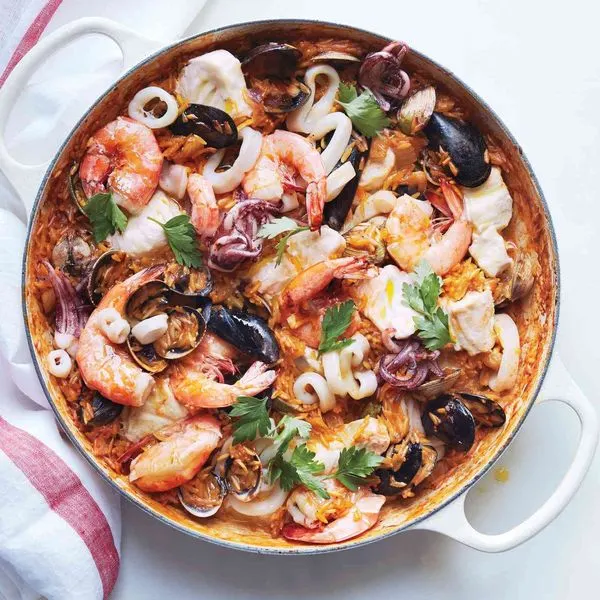Nut-Free Egg-Free One-Pot Seafood Orzo Risotto — Italian recipe
