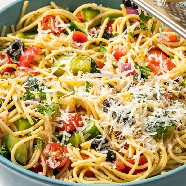 Vegetarian Nut-Free Spaghetti Salad — Italian recipe