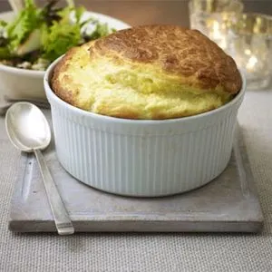Vegetarian Nut-Free Cheeseboard soufflé & seasonal salad — French recipe