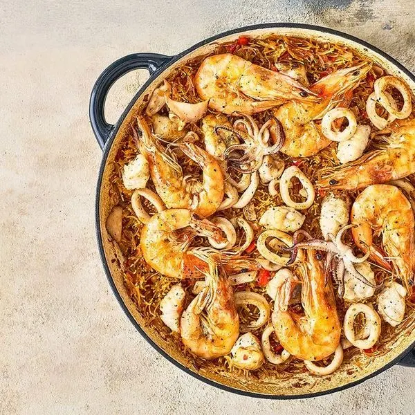 Dairy-Free Nut-Free Seafood fideuà — Mediterranean recipe