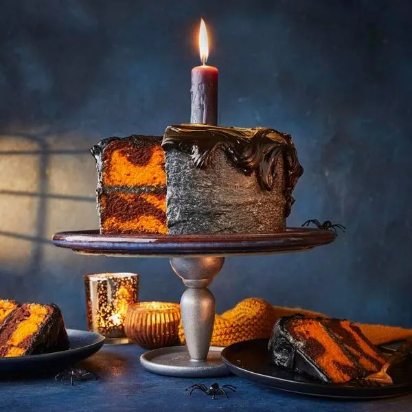 Vegetarian Nut-Free Vegan Halloween marble cake — American recipe