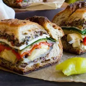 Vegetarian Nut-Free Vegetarian Muffuletta Sandwich — Italian recipe
