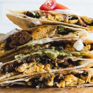 Nut-Free Sausage, Egg, and Cheese Breakfast Quesadillas Recipe — Mexican recipe