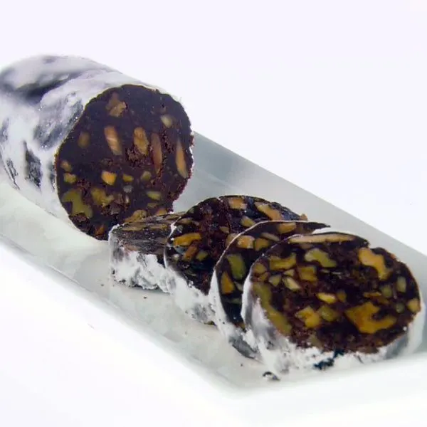 Vegetarian Nut-Free Chocolate Dessert Salami — Italian recipe