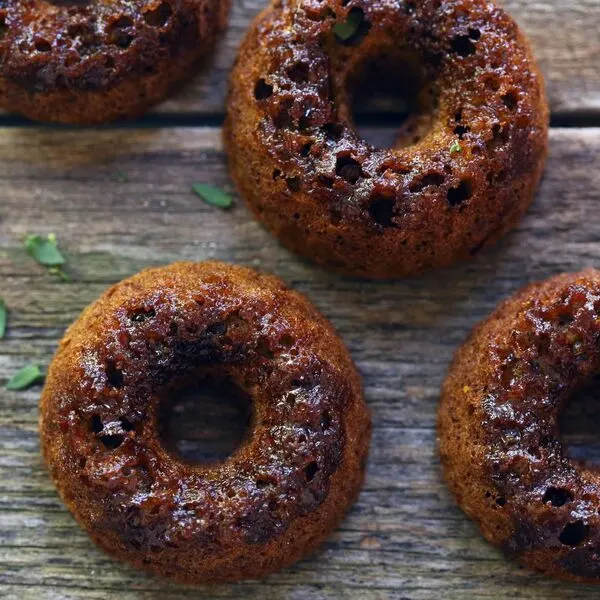 Vegetarian Gluten-Free Vegan Sweet Beetroot and Thyme Baked Donuts — American recipe