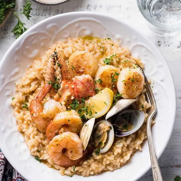 Gluten-Free Nut-Free Seafood Risotto — Italian recipe