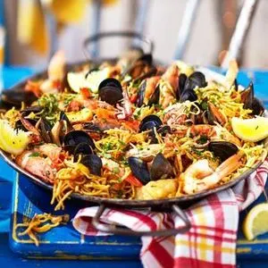 Dairy-Free Nut-Free Seafood fideuà paella — Mediterranean recipe