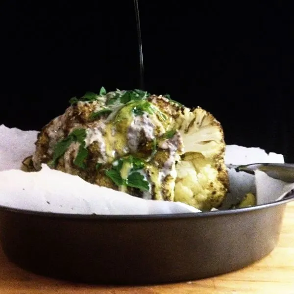 Vegan Vegetarian Mediterranean Whole Roasted Cauliflower — Mediterranean recipe