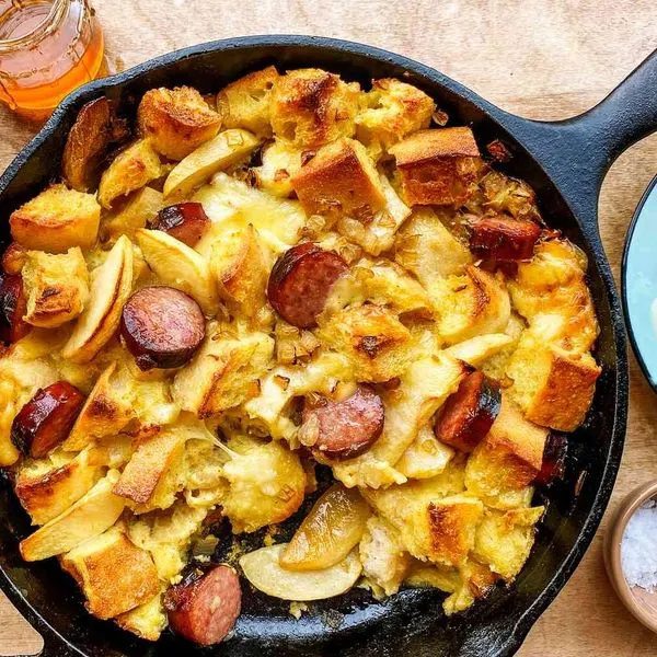 Nut-Free Sausage, Egg and English Muffin Breakfast Bake — British recipe