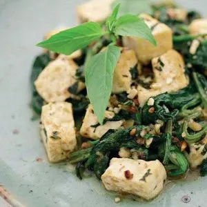 Dairy-Free Nut-Free Spicy Thai Tofu With Spinach, Basil, and Peanuts From 'Everyday Thai Cooking' — South east asian recipe