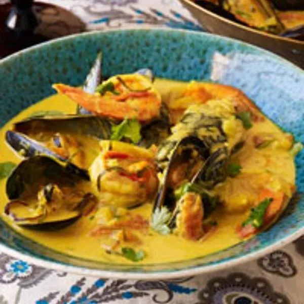 Nut-Free Egg-Free Curried Coconut-Seafood Soup (Seafood Rassa) — Indian recipe