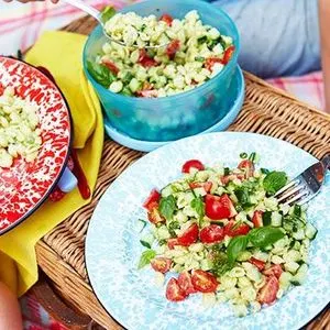 Vegetarian Nut-Free Pesto pasta salad — Italian recipe