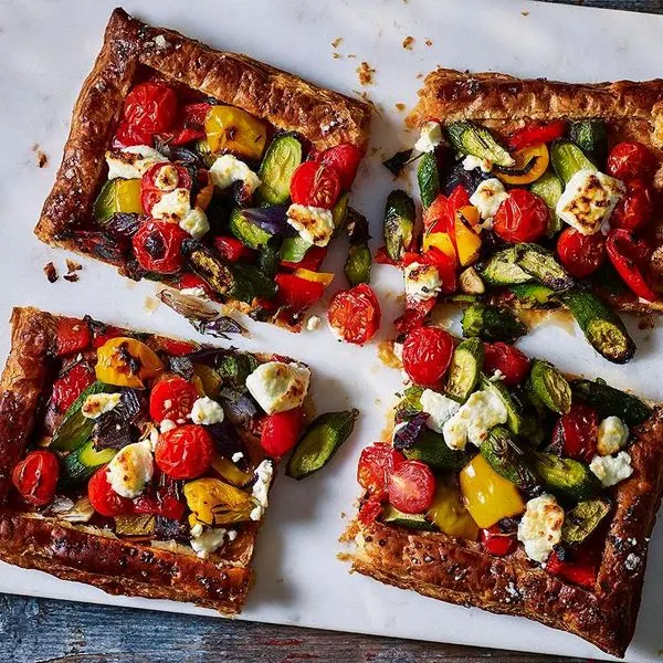 Vegetarian Nut-Free Mediterranean puff pastry tart — Mediterranean recipe
