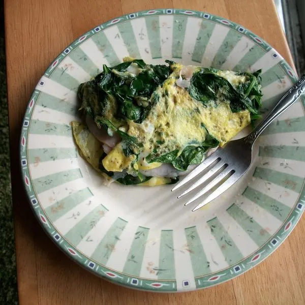 Gluten-Free Keto Spinach, Swiss Cheese and Smoked Turkey Omelet — American recipe