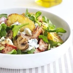 Gluten-Free Nut-Free Warm new potato salad with bacon & blue cheese — American recipe