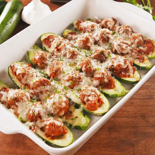 Gluten-Free Nut-Free Meatball Zucchini Boats — American recipe