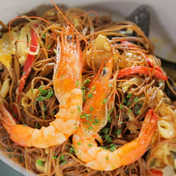 Nut-Free Egg-Free Seafood Fideos — Mediterranean recipe