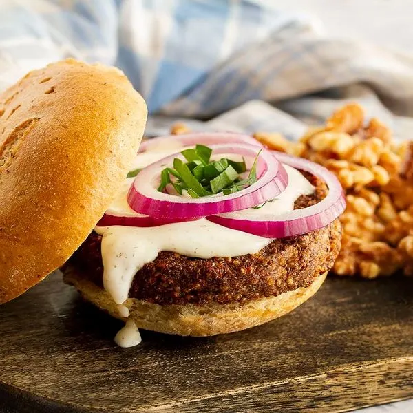 Dairy-Free Nut-Free Gluten-Free Walnut & Portobello Mushroom Vegan Burgers — American recipe