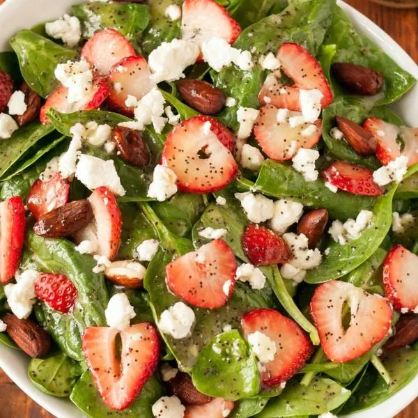 Vegetarian Gluten-Free Spinach & Strawberry Salad with Poppy Seed Dressing — Mediterranean recipe