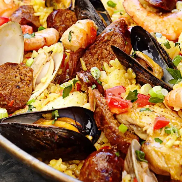 Gluten-Free Dairy-Free Chicken and Seafood Paella — Mediterranean recipe