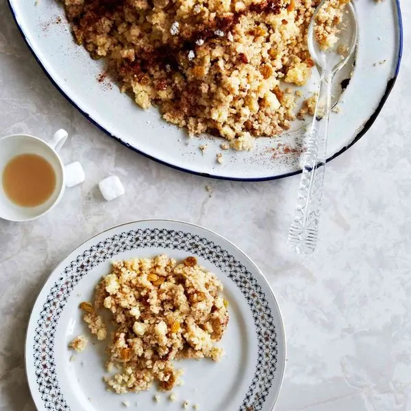 Vegetarian Nut-Free Golden Raisin Dessert Couscous — Middle eastern recipe