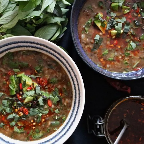 Vegan Vegetarian LENTIL, CHILI & THAI BASIL SOUP — South east asian recipe