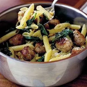 Nut-Free Shellfish-Free Instant meatballs with penne pasta — Italian recipe