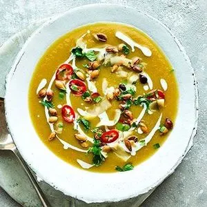 Nut-Free Shellfish-Free Vegan pumpkin soup — American recipe