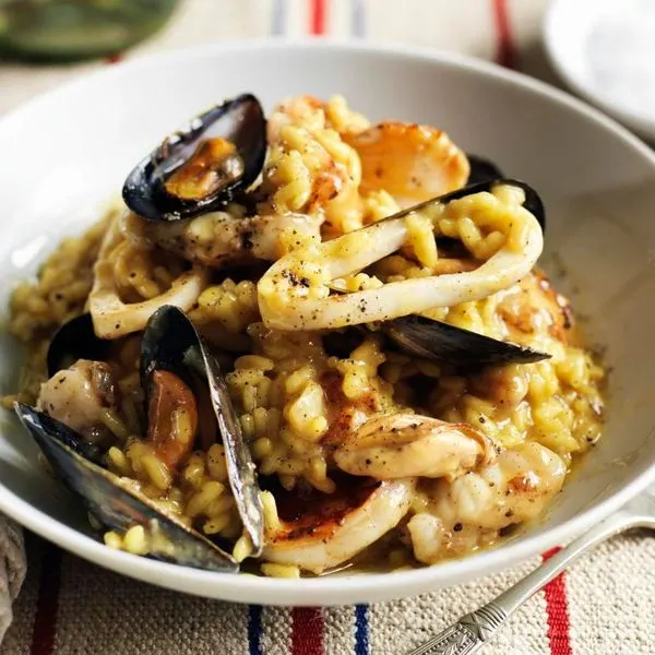 Gluten-Free Nut-Free Seafood risotto — Italian recipe
