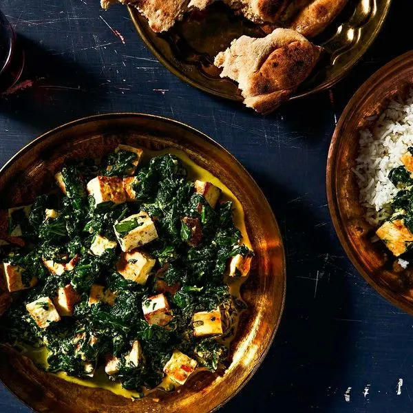Vegetarian Nut-Free Saag Paneer (Spinach with Fresh Indian Cheese) — Indian recipe
