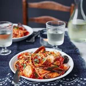 Dairy-Free Nut-Free Spicy seafood spaghetti — Mediterranean recipe
