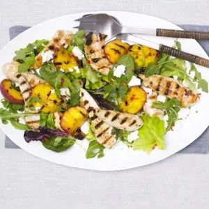 Gluten-Free Nut-Free Grilled peach, chicken & feta salad — Greek recipe