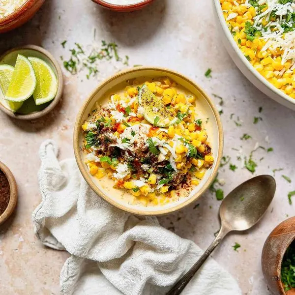 Vegetarian Gluten-Free Esquites (Warm Mexican Corn Salad) — Mexican recipe
