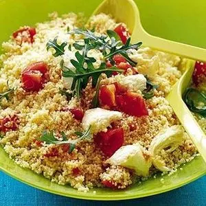 Vegetarian Nut-Free Tomato & mozzarella couscous salad — Italian recipe