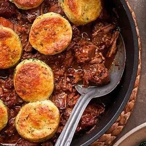 Dairy-Free Keto Beef stew with cheese scone dumplings — American recipe