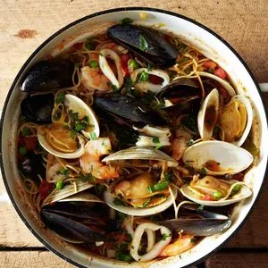 Dairy-Free Nut-Free Smoky Seafood Fideos — Mediterranean recipe