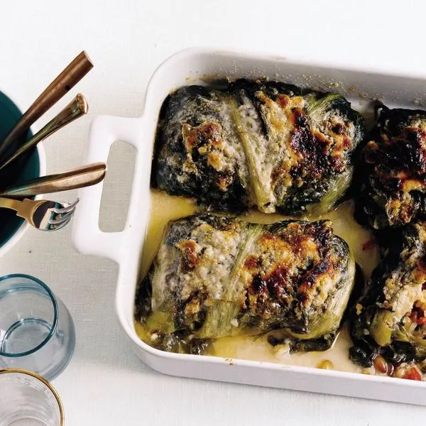 Vegetarian Gluten-Free Mediterranean Rice-Stuffed Escarole — Mediterranean recipe
