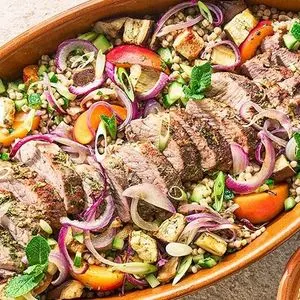 Gluten-Free Dairy-Free Pork with cucumber & apricot couscous — Mediterranean recipe